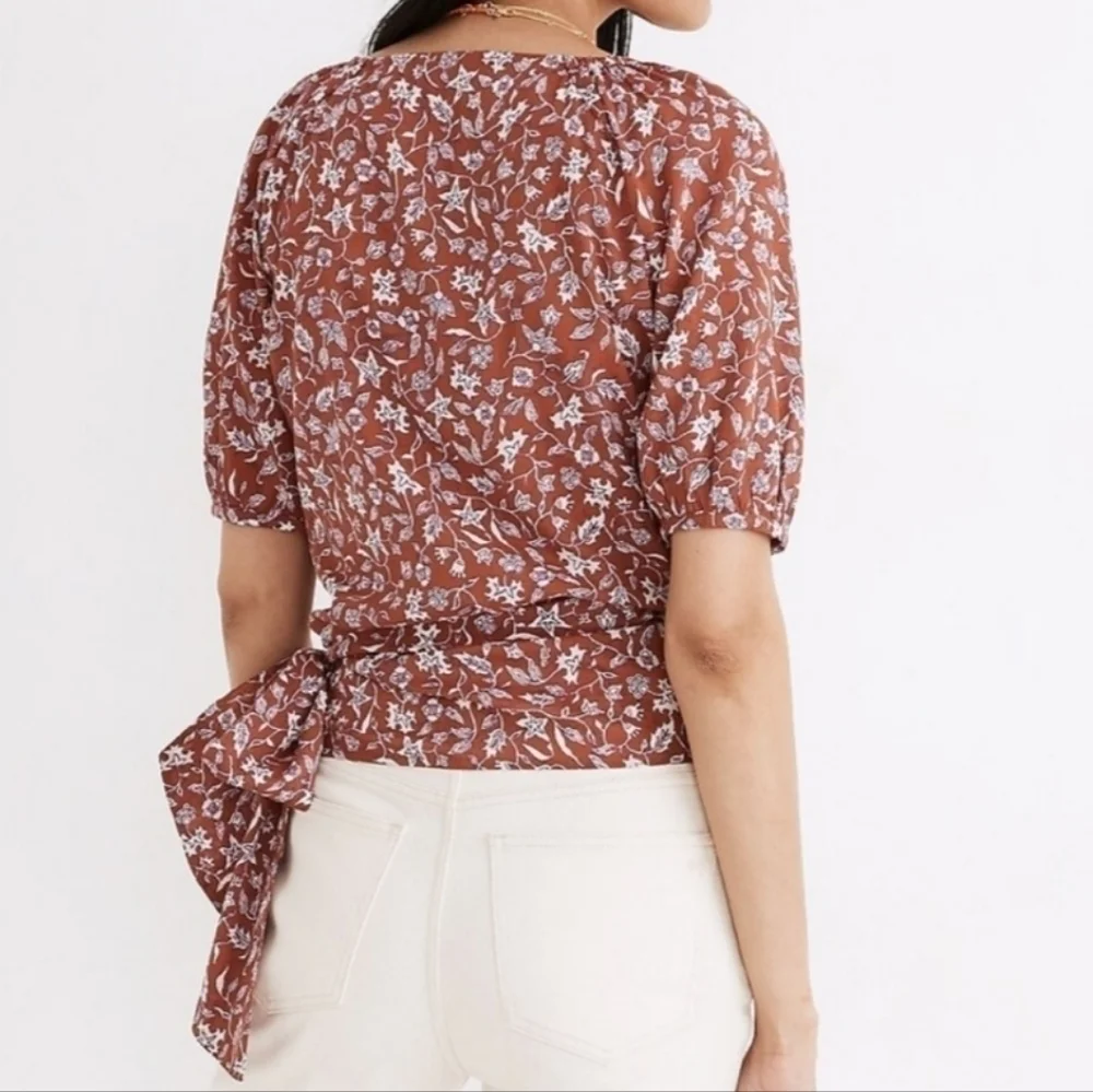 Madewell wrap puff sleeve crop bitk vine
